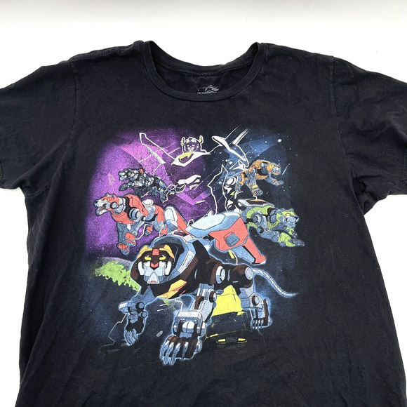 2017 Voltron Legendary Defender Black Distressed Graphic T-Shirt Size L - FLAWED - Picture 2 of 10